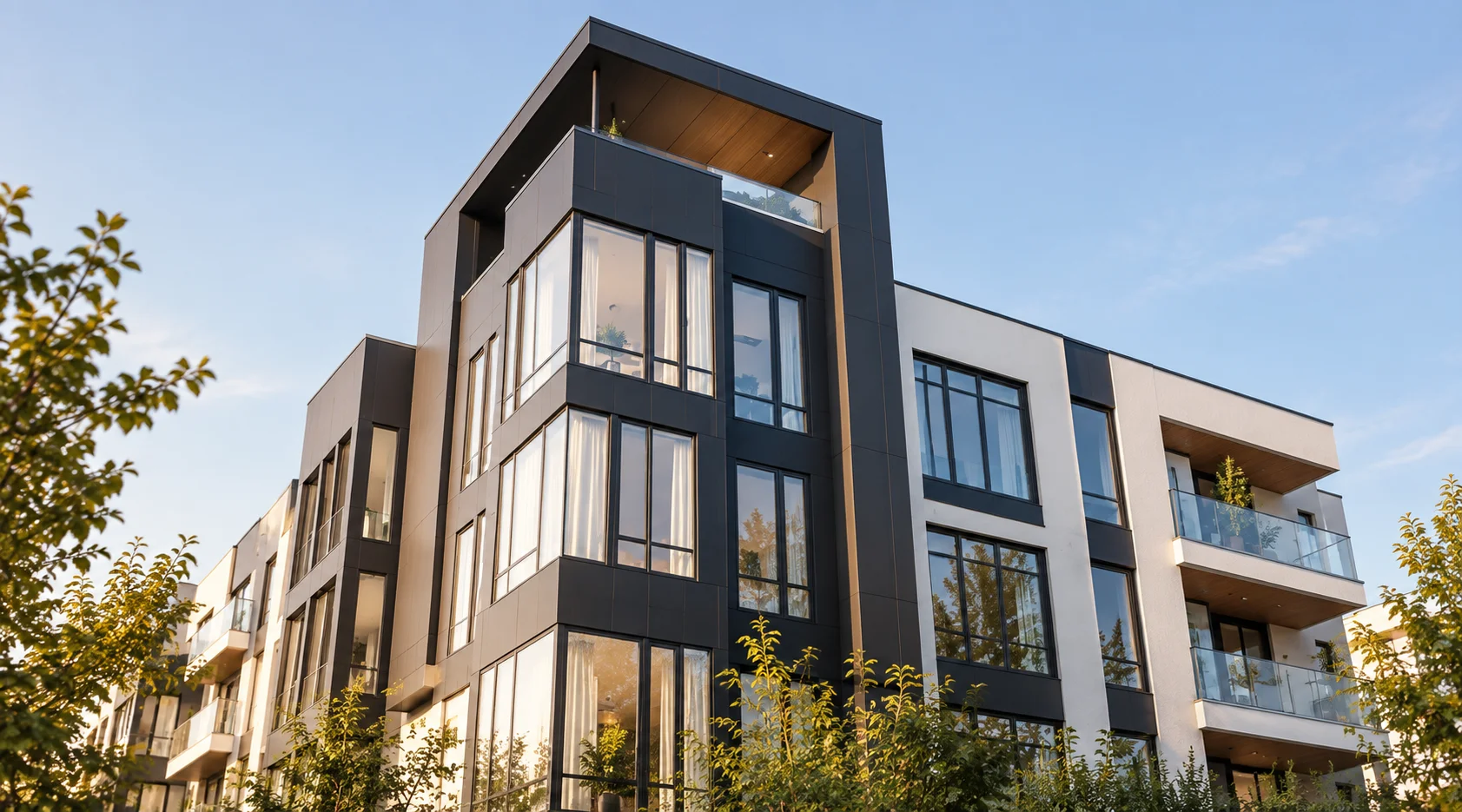 Illustrative photograph of a contemporary residential building