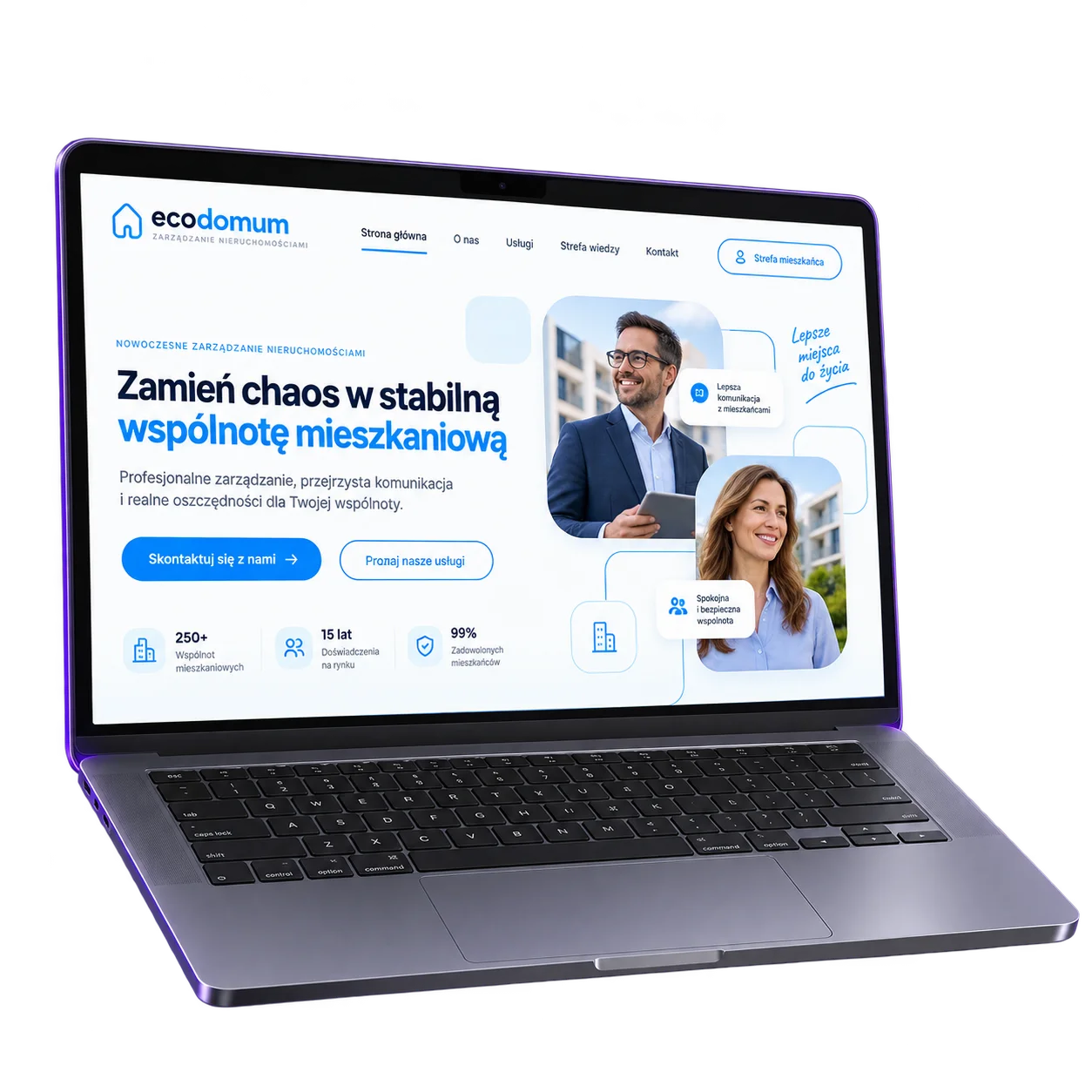 Laptop showing the Ecodomum website