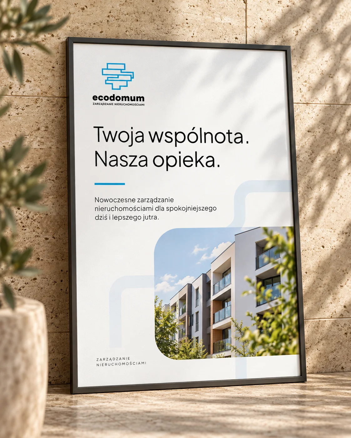 Illustrative poster concept using Ecodomum’s existing identity
