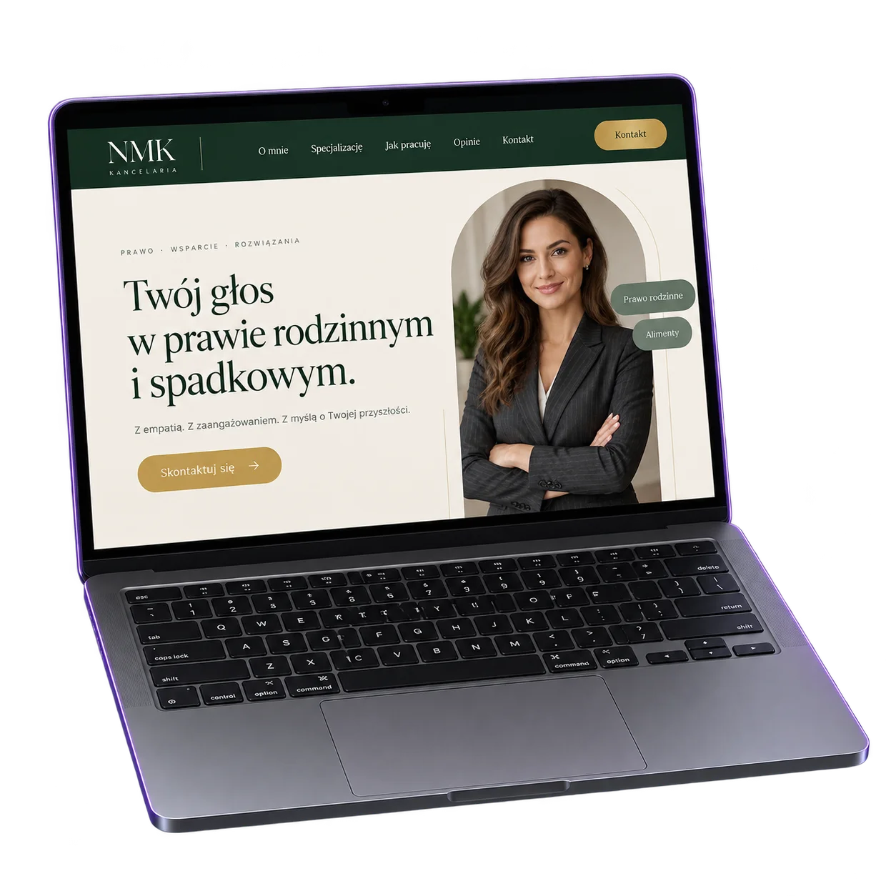 Laptop showing the NMK website