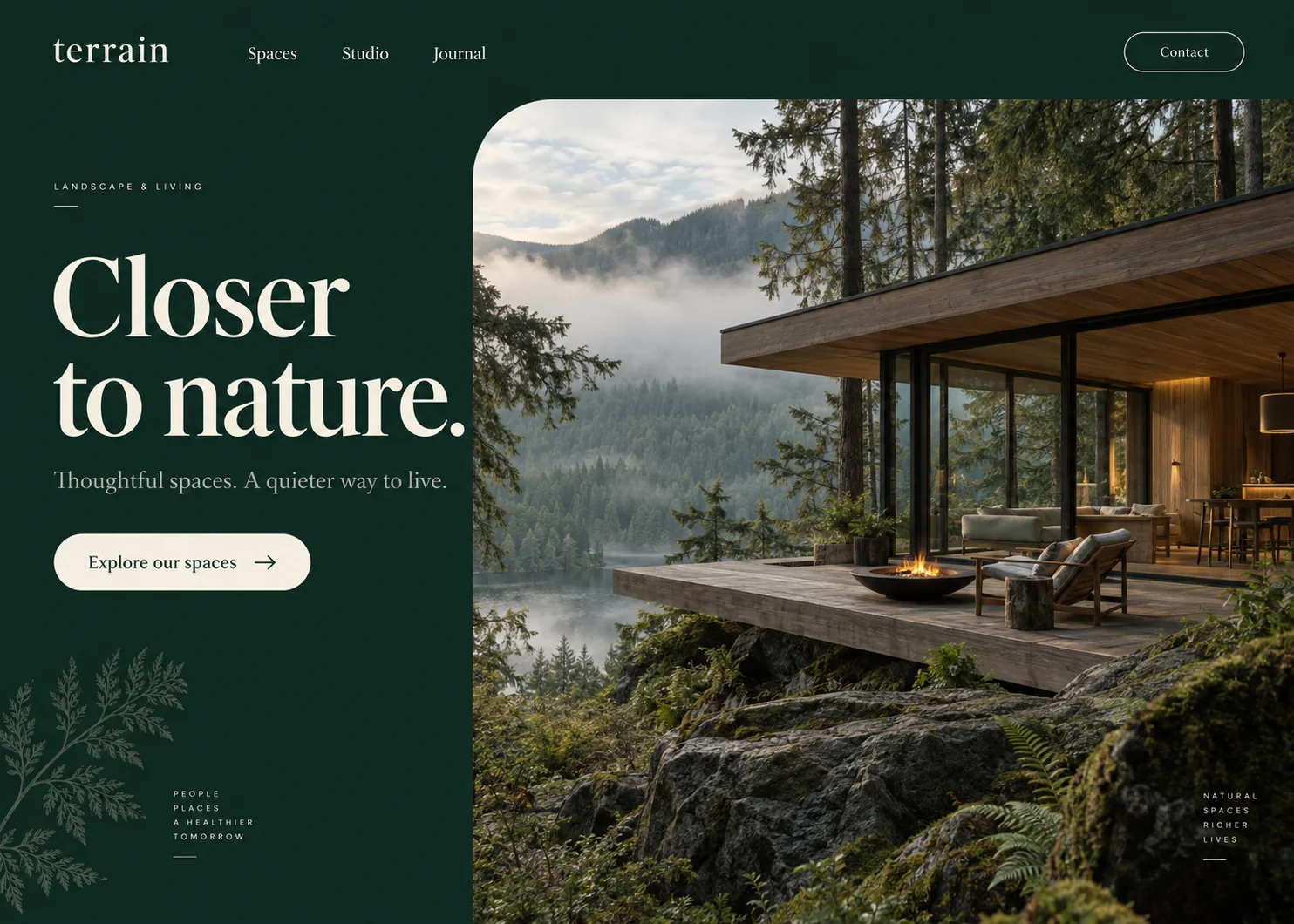 Terrain — fictional landing page design concept