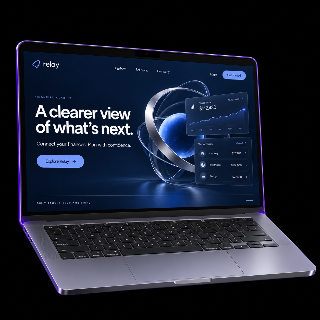 Laptop z projektem strony Relay